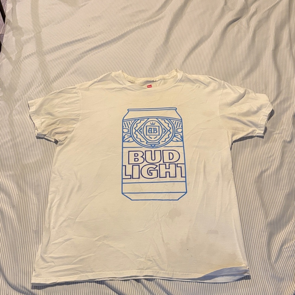 Hanes Cream and Blue Graphic Tee